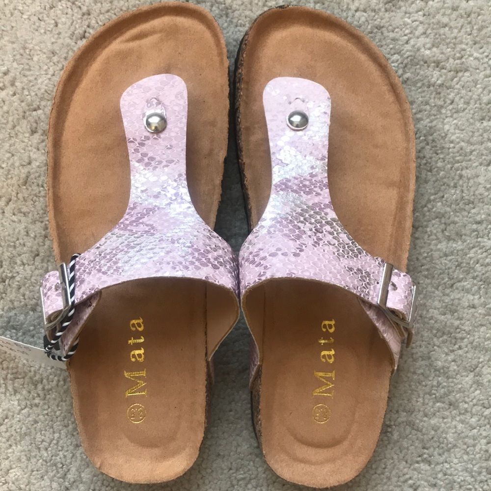 Pink snake skin sandals